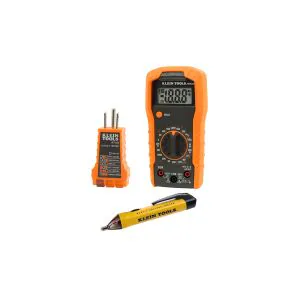 Klein test kit with multimeter, non-contact voltage tester and receptacle tester