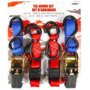 Pack Erickson Ratcheting and Cam Buckle Tie-Down Strap 1 Inch x 10' - 4 Pack product image