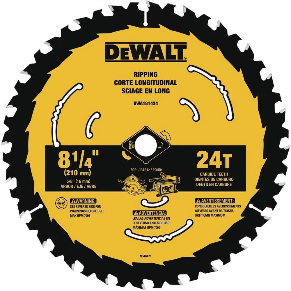 Dewalt 8 1/4" 24T Framing & Ripping Circular Saw Blade product image