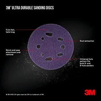 3M Ultra Durable 5" Power Sanding Discs Universal Hole 180 Grit - 10/Pack product image