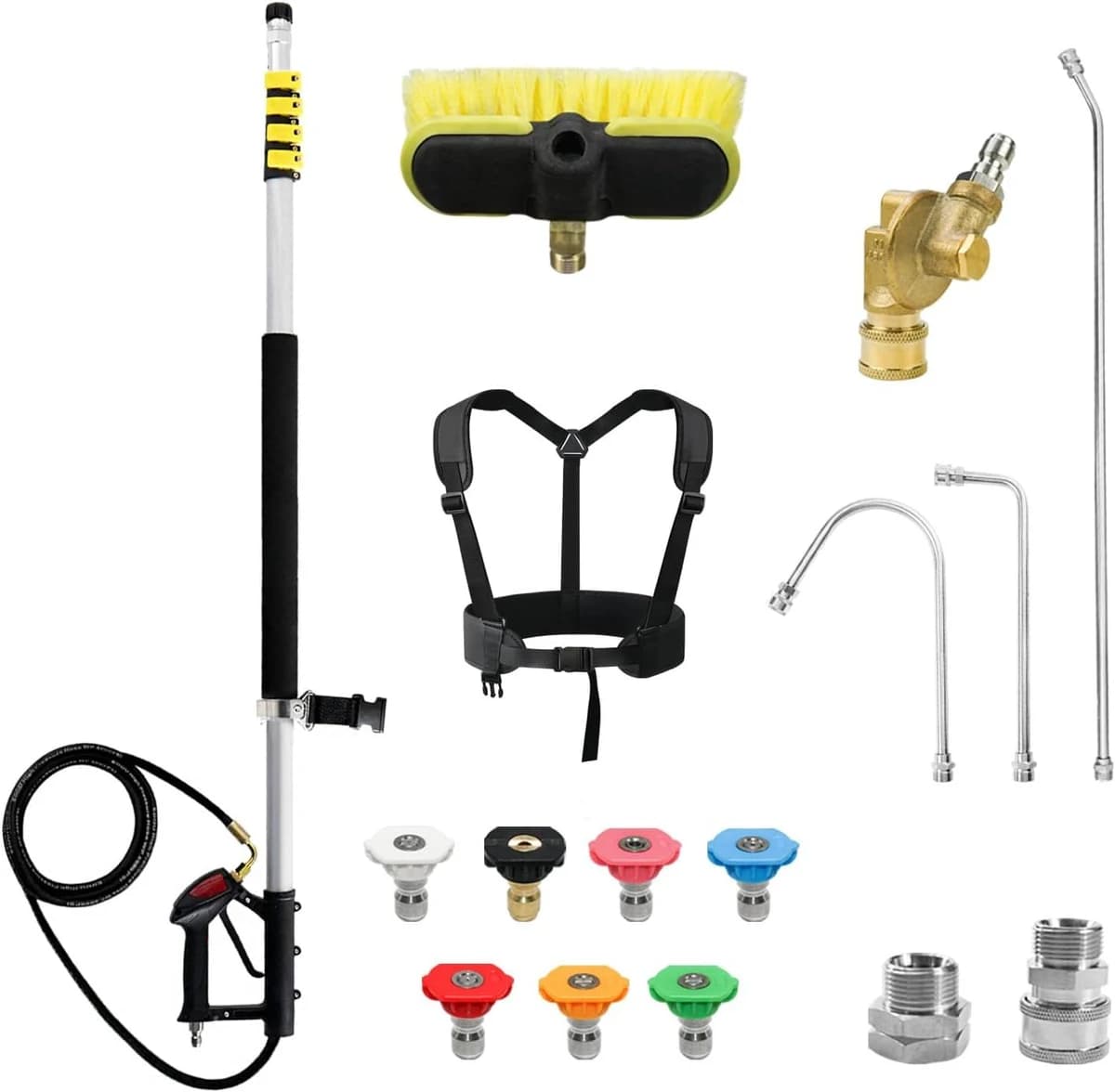 RAYNEL 24' Telescoping Pressure Washer Extension Wand w/Brush Head, 7 Tips etc product image