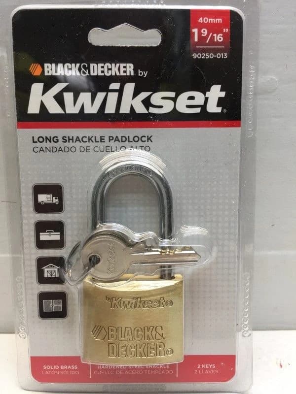 Black & Decker Padlock Long Shackle 40mm Brass product image
