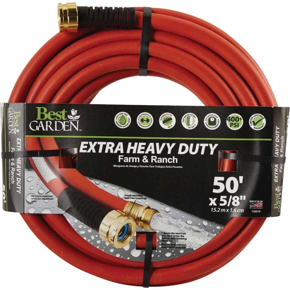 Best Garden Extra HD Farm & Ranch 5/8" x 50' Drinking Water Safe Hot Water Hose product image
