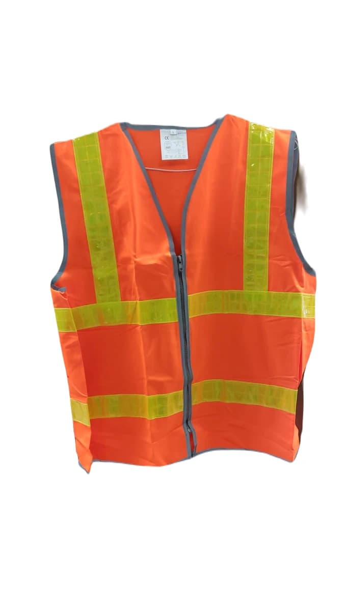 Traffic Vest 120 Denier - Yellow Plastic Reflective - Silver Zip (V005-120-O) product image