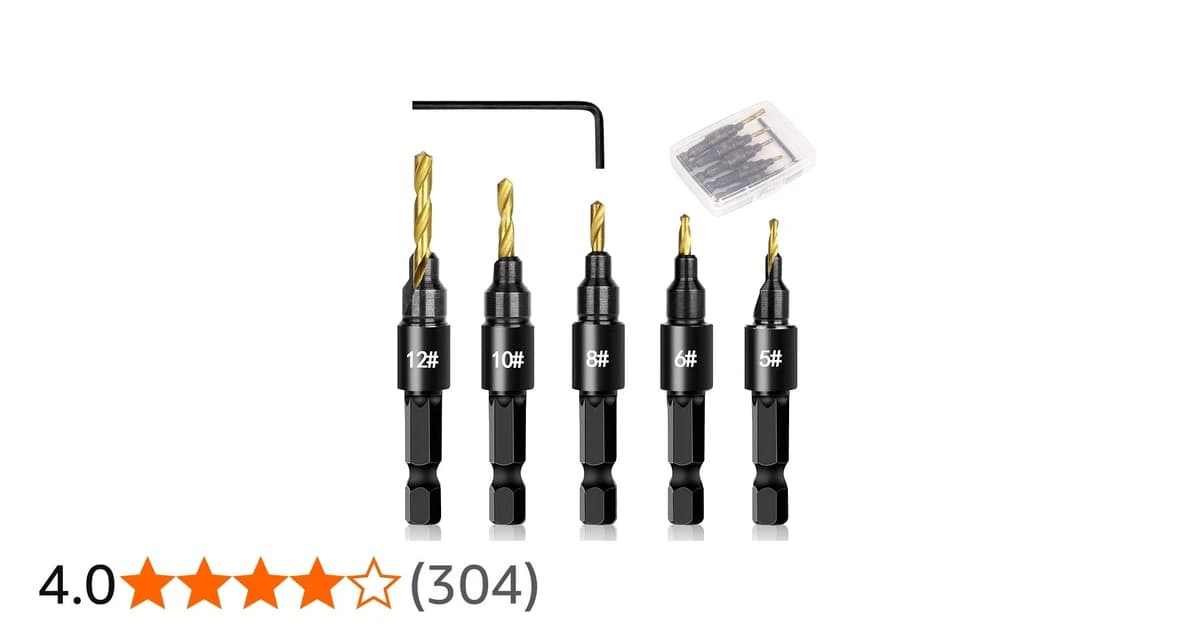 OAOJUBR 5PCS Countersink Drill Bit 5/64", 3/32", 7/64", 1/8", 9/64" product image