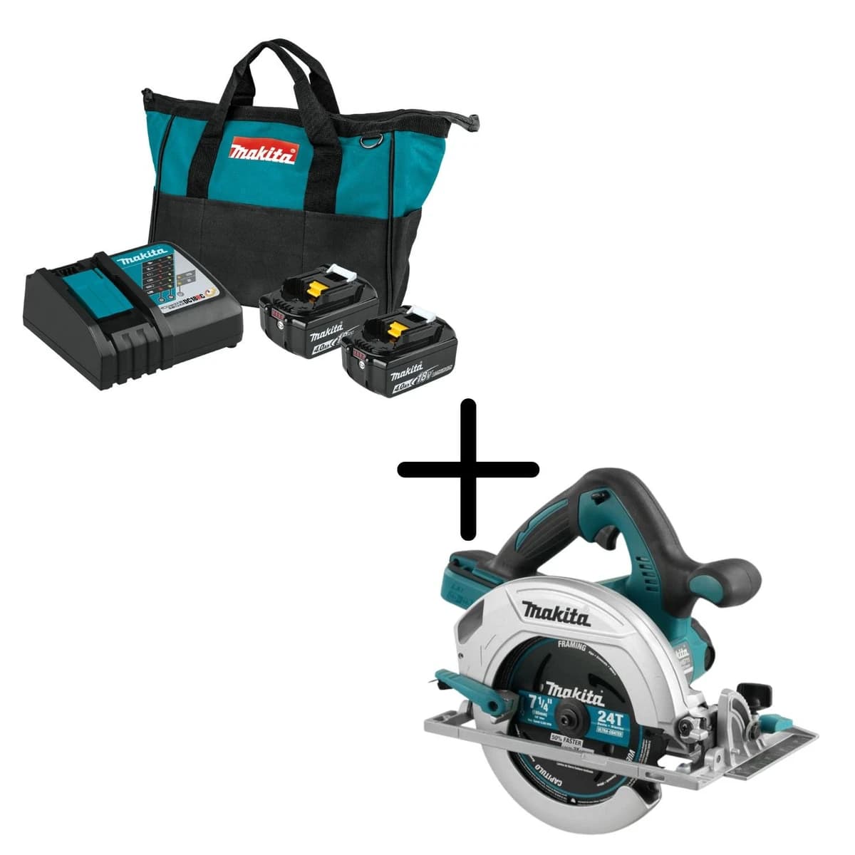 Makita 7 1/4" Circular Saw 18V w/LXT Lithium-Ion Battery & Rapid Optimum Charger product image