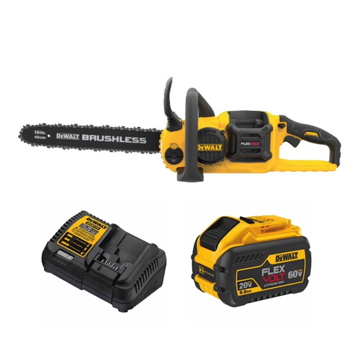 DEWALT FLEXVOLT 60V MAX 16" Brushless Chainsaw Kit w/9.0 Ah Battery & Charger product image