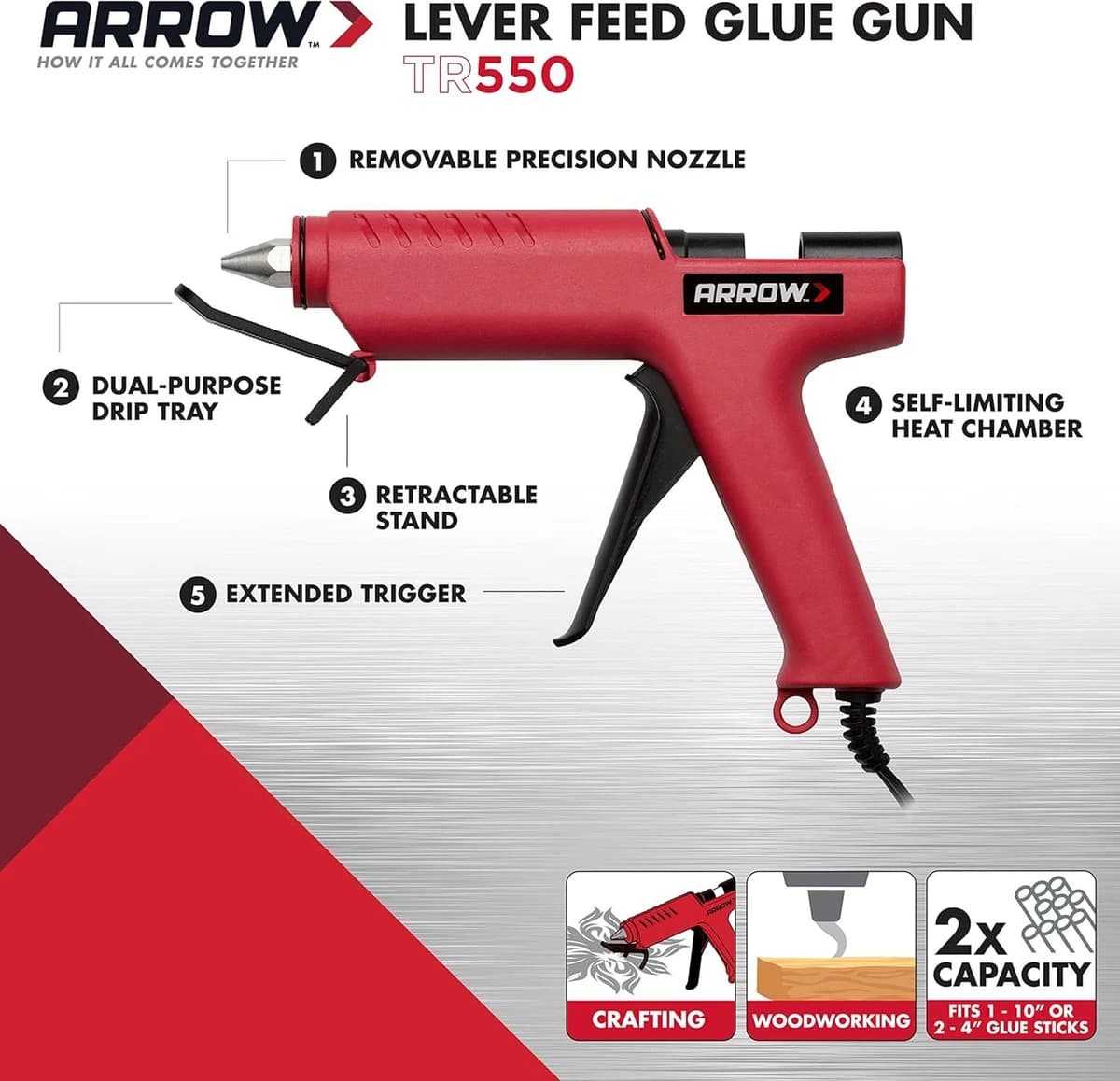 Arrow Heavy Duty Professional Electric Hot Melt Glue Gun for Crafts, Const, Wood product image