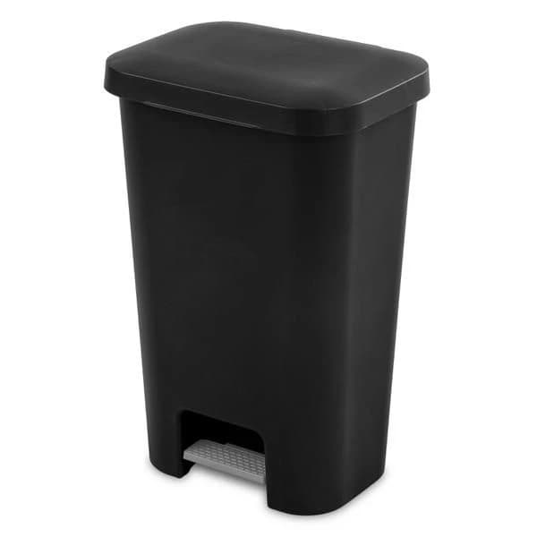 Sterilite 11.9 Gal. Black StepOn Wastebasket (10699004/649327) product image