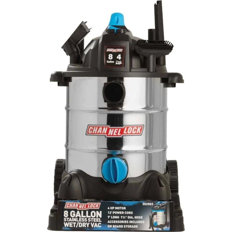 Channellock 8 Gal. 4.0-Peak HP Stainless Steel Wet/Dry Vacuum product image