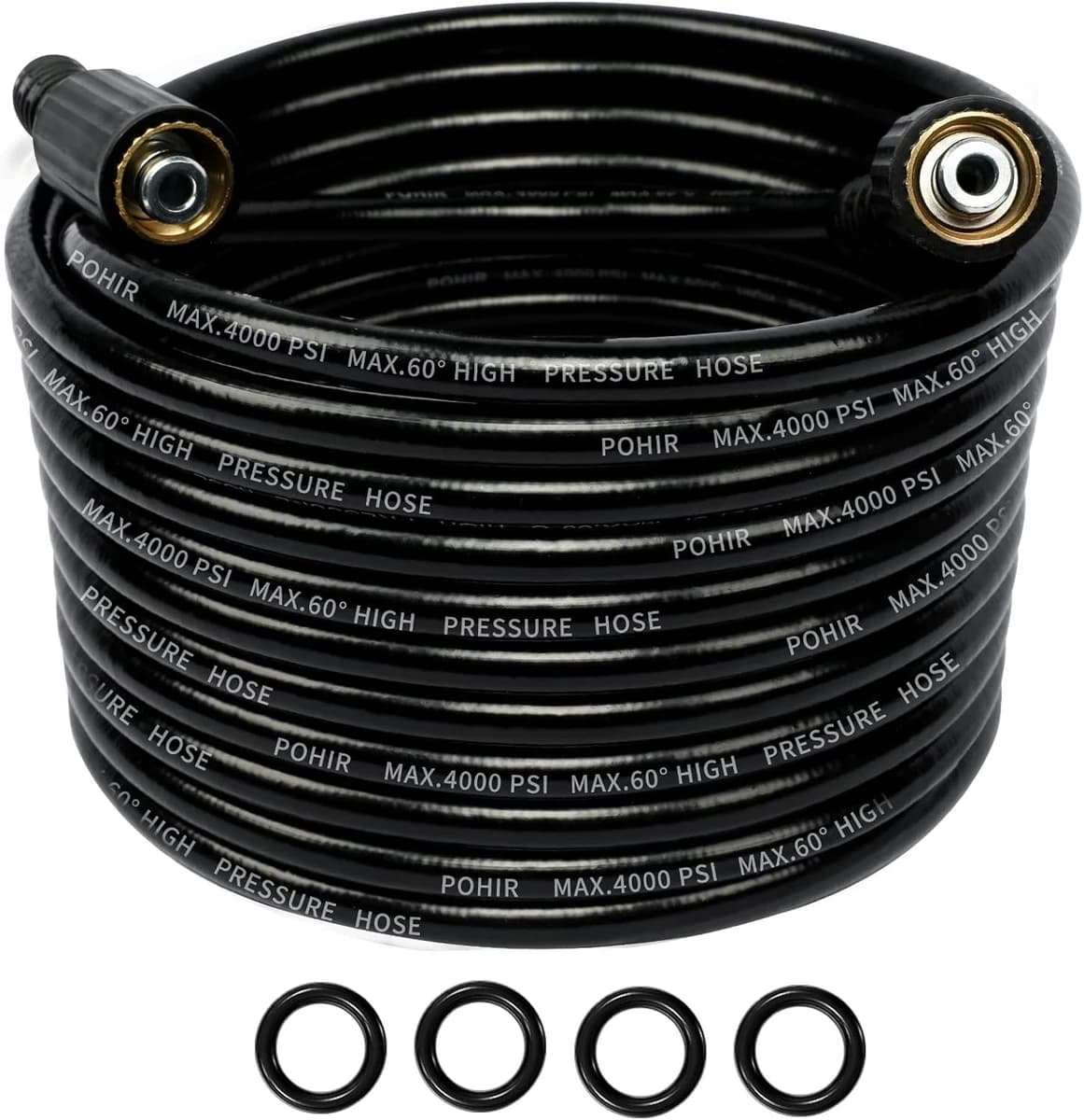 POHIR Pressure Washer Hose 25' x 1/4" Kink Resistant M22 14MM Swivel 4000 PSI product image