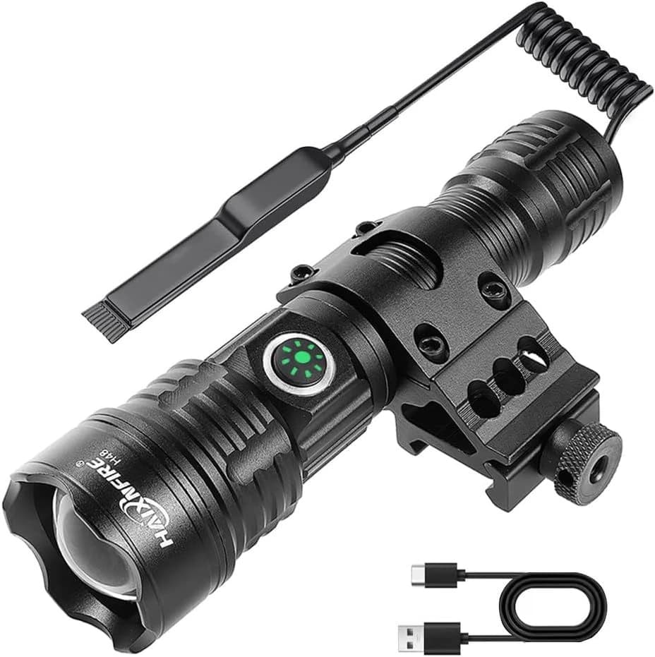 Haixnfire Tactical Flashlight Type-C USB Rechargeable 6000 lumens Zoomable WP product image