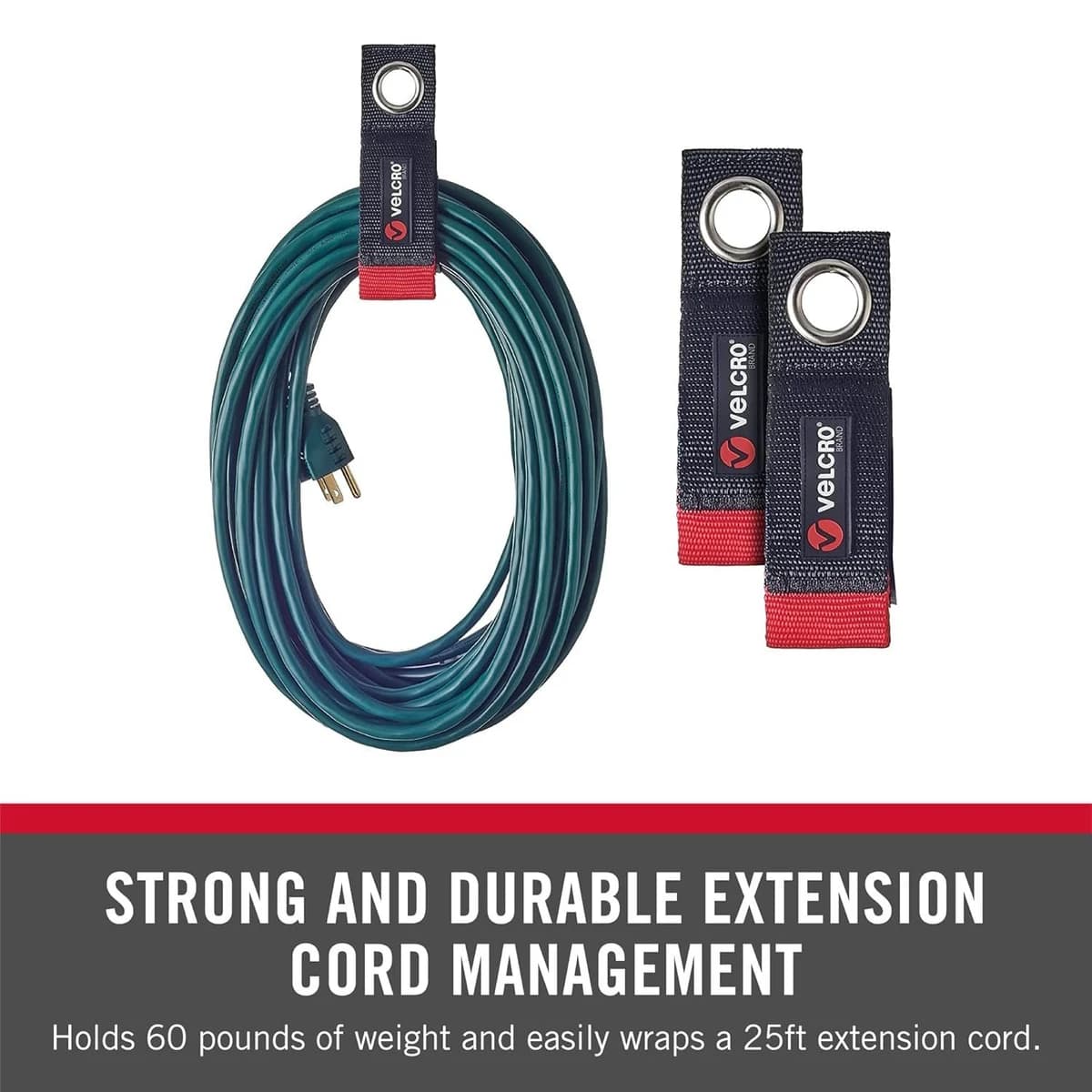 VELCRO Brand Black Easy-hang Extension Cord Strap 1 1/2" X 10" (2-Pack) product image