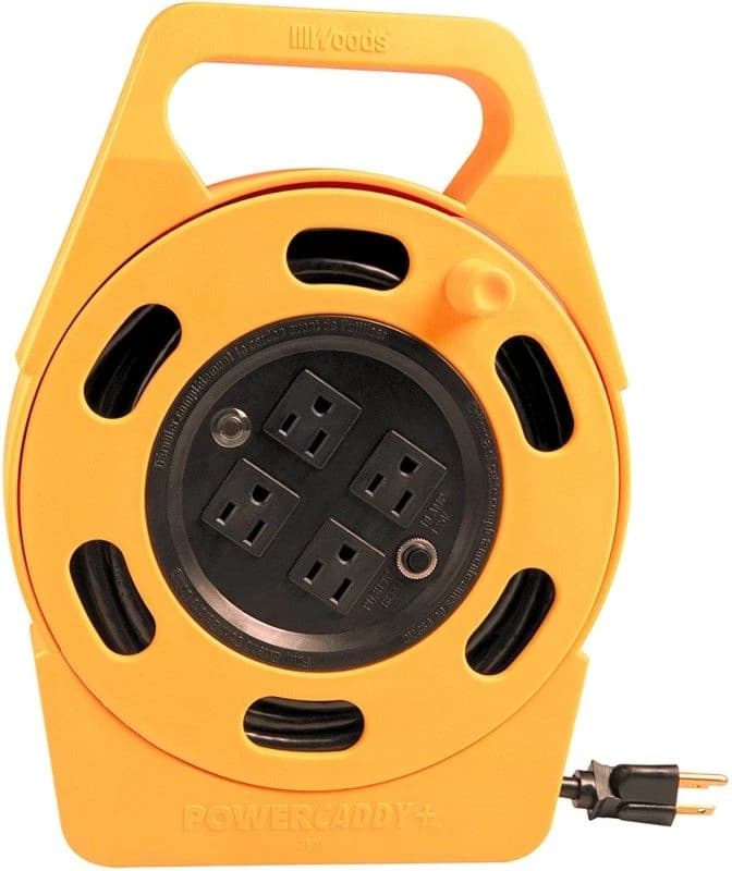 Woods 25' 16/3 Outdoor 4 Outlet Portable Extension Cord Reel Power Station product image
