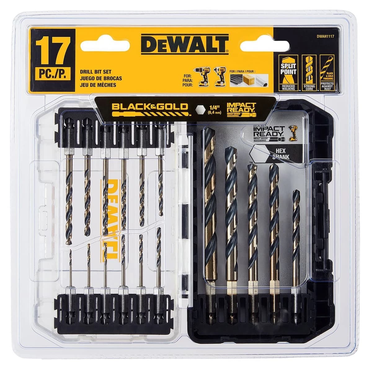 Dewalt 17pc Black and Gold Hex Shank Drill Bit Set product image