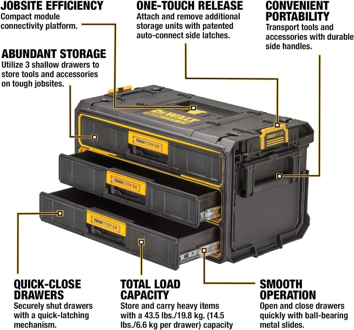 Dewalt ToughSystem 2.0 3-Drawer Toolbox 43.5 Lb. Capacity product image