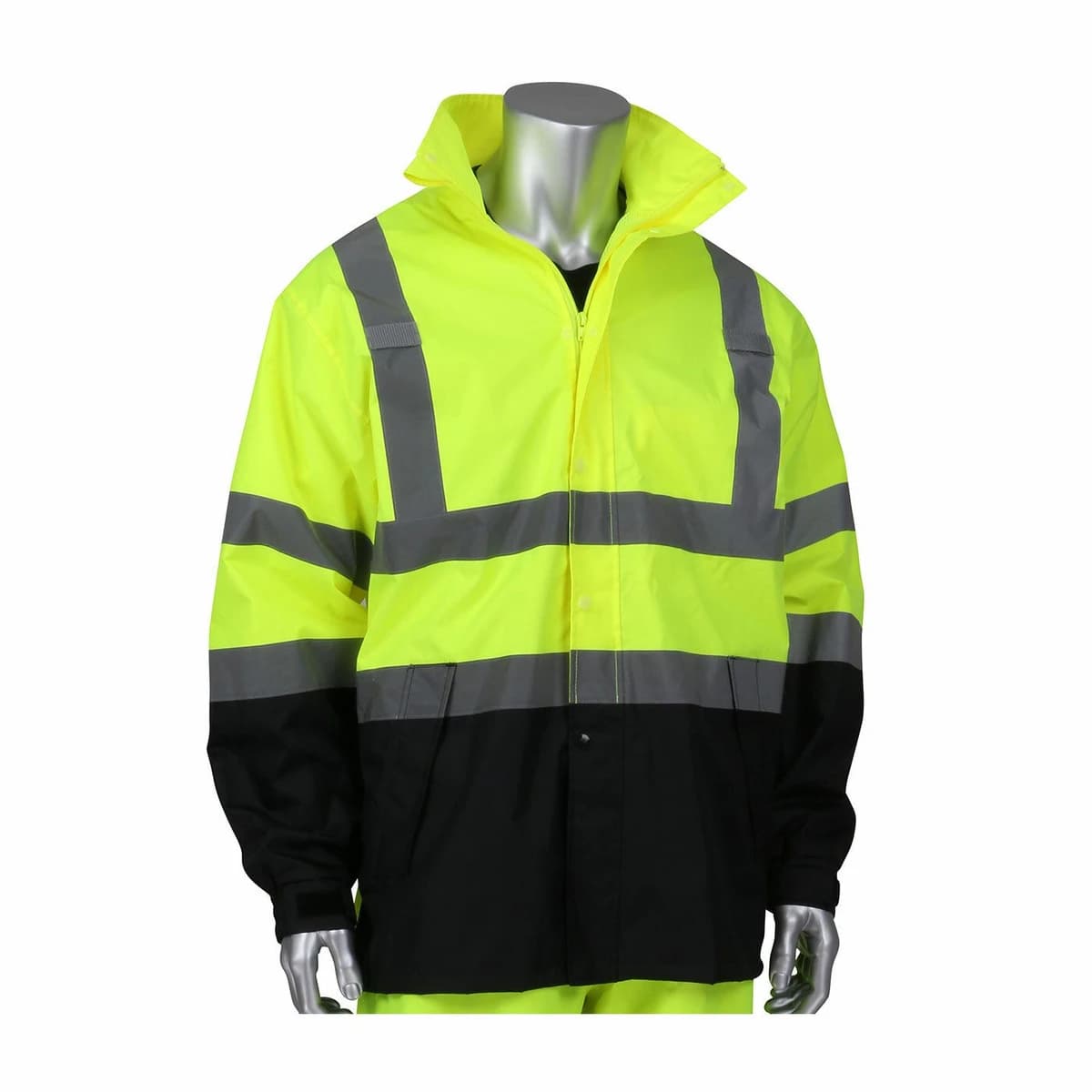 PIP Ripstop Black Bottom Rain Jacket 3 Pockets, Hood Mic Tabs, Zipper - Lime (353-1200LY-2XL/3XL) product image