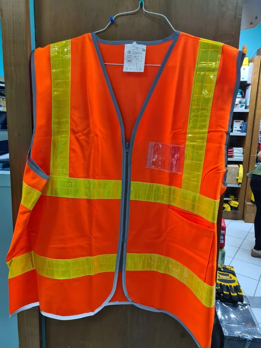 Traffic Vest 200 Denier - 3M Yellow Reflective - Yellow Zip ID Pocket -Orange product image