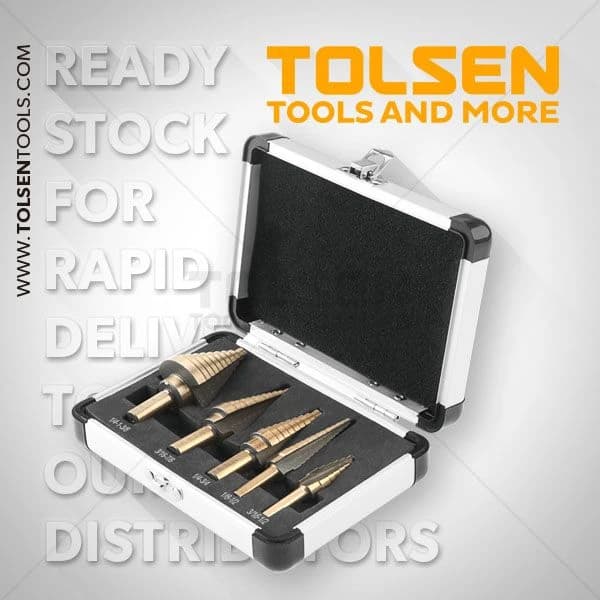 Tolsen 5pc Black & Gold HSS Step Bit Set product image