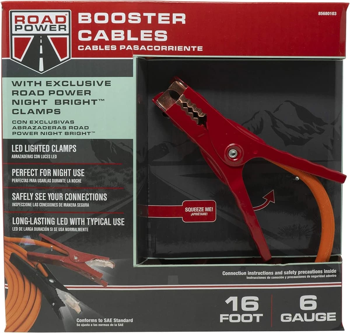 Woods 16 ft. 6-Gauge 250 Amp Orange Booster Cables product image
