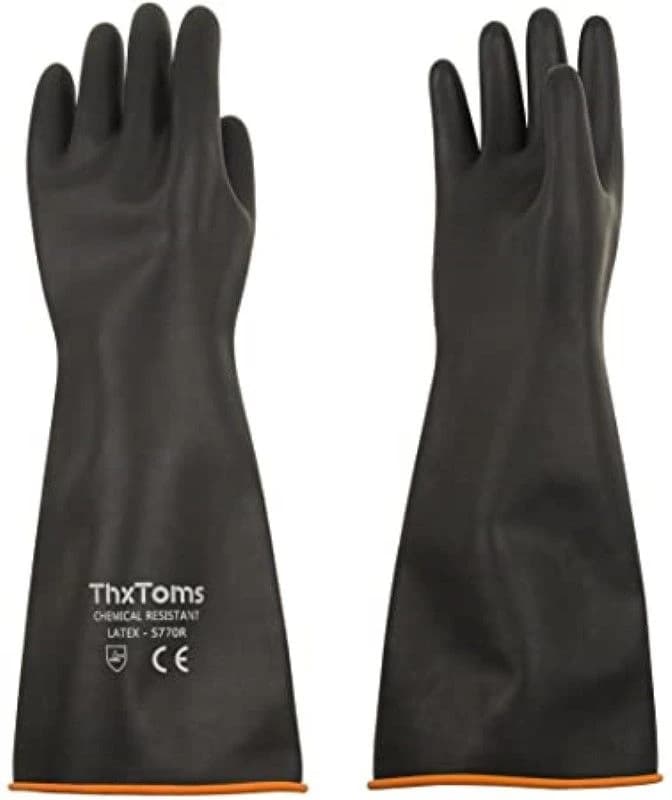 Black Rubber Gloves 24" with Orange Rolled Edges product image