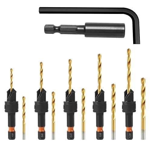 YQANDL 12Pcs HSS Adjustable Countersunk Drill Bits for Woodworking #4,6,8,10,12 product image
