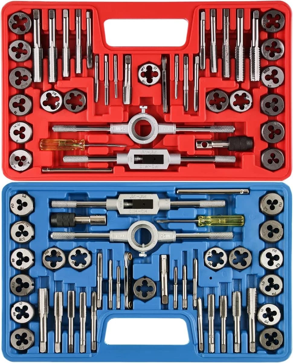 Anfrere 80pcs SAE & Metric Tap and Die Set, Metric Standard Rethreading Tool Kit product image