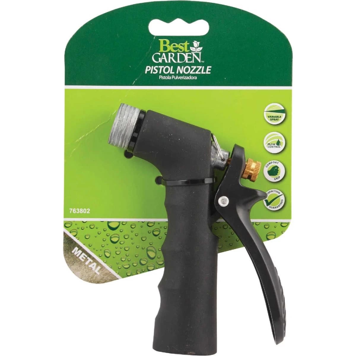 Best Garden Hot Water Metal Pistol Nozzle with Threaded Front, Black product image