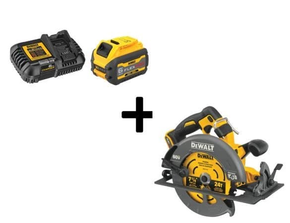 Dewalt 60V Max 7 1/4" Brushless Circular Saw w/20V/60V 6Ah Battery & Charger product image