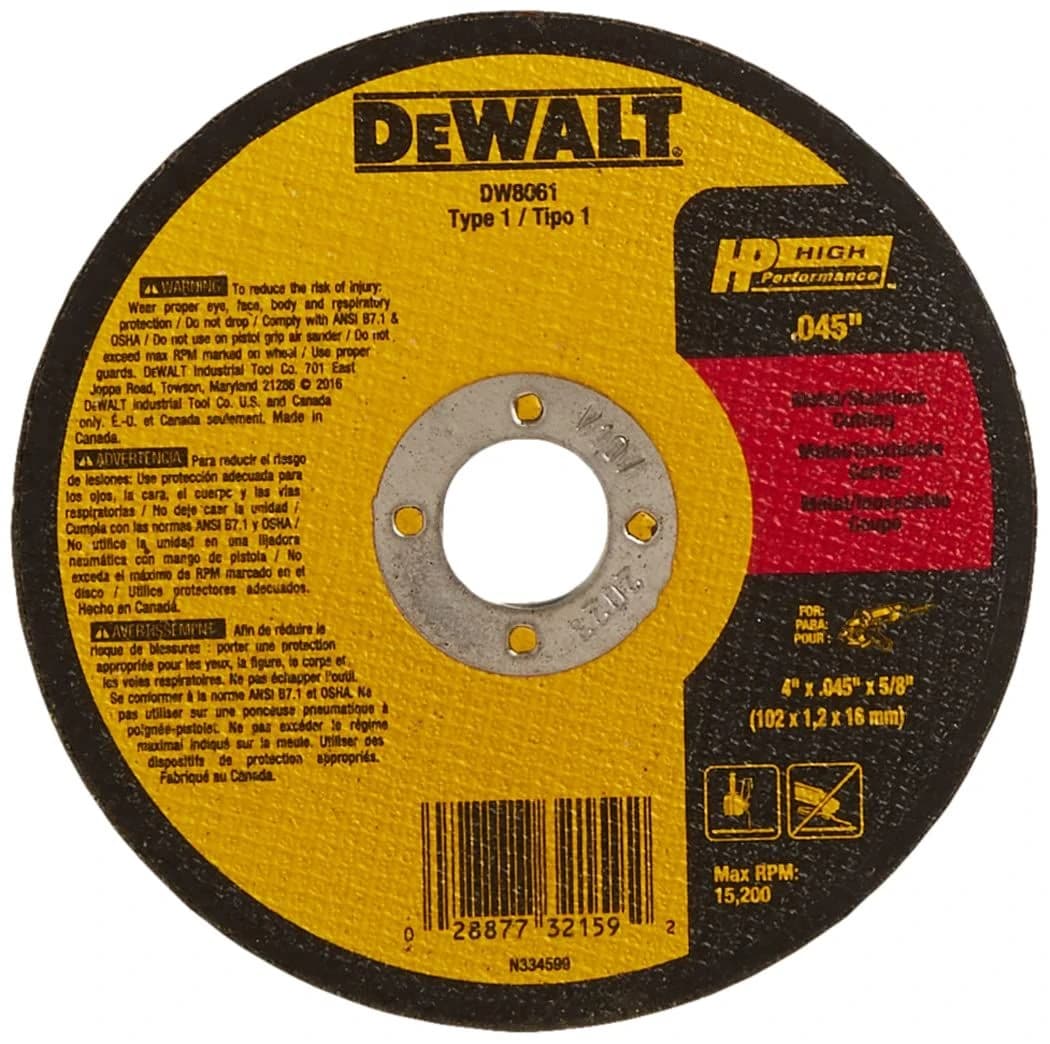 Dewalt 4" x .045" x 5/8" A60T Abrasive Metal/INOX Cutting Wheel product image
