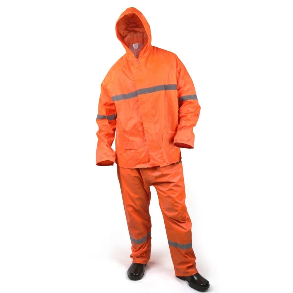 Fluorescent Orange 35Mil 3 pc PVC/Poly Rain Suit - Med product image