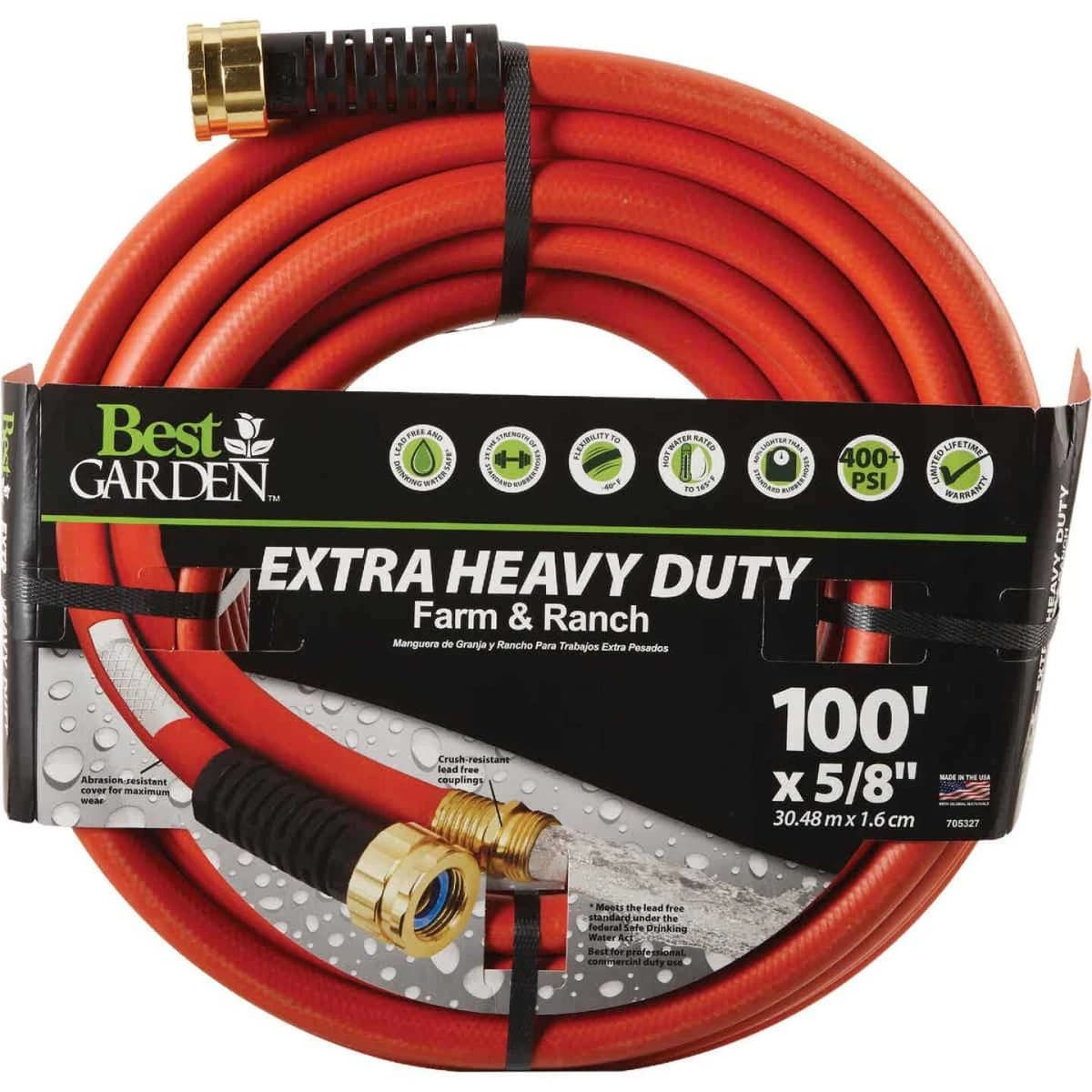 Best Garden Extra HD Farm & Ranch 5/8" x 100' Drinking Water Safe Hot Water Hose product image