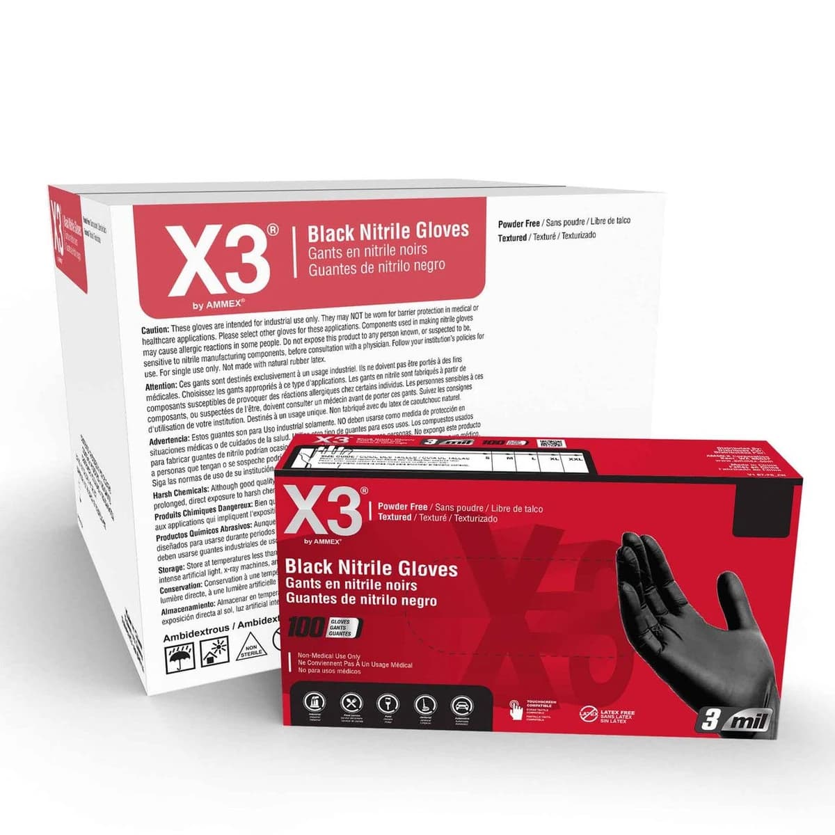 BX3 Black Nitrile Powder Free Industrial Gloves product image