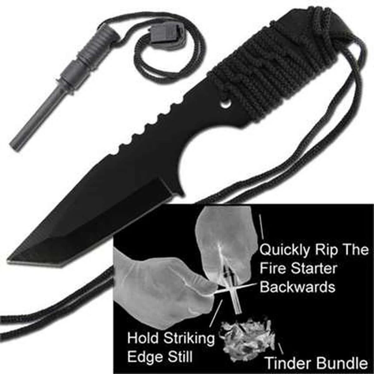 Survival Tanto Emergency Fire Starter Hunting Knife product image