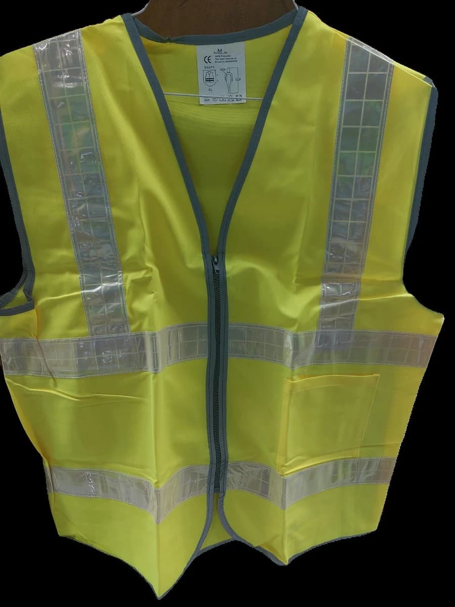 Traffic Vest 120 Denier - Silver Plastic Reflective - Silver Zip (V005-120-YL) product image