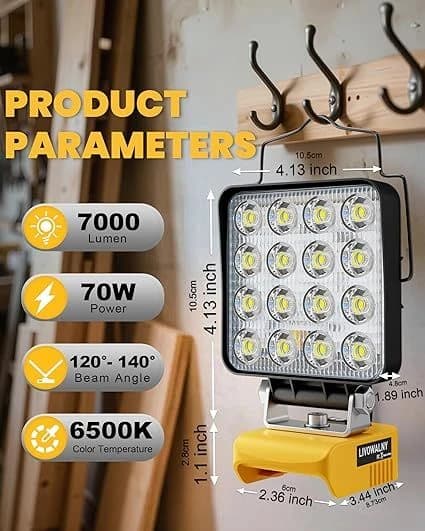 LIVOWALNY LED Work Light Compatible with Dewalt 20V Max Battery (B0DFC6KFSF) product image