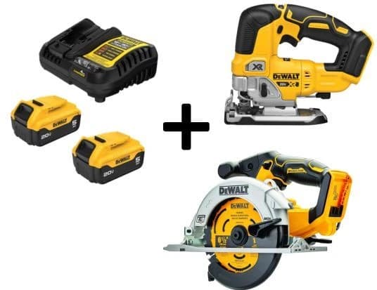Dewalt 20V MAX XR Jig Saw & 6 1/2" Circular Saw w/2 - 5.0Ah Batteries & Charger product image