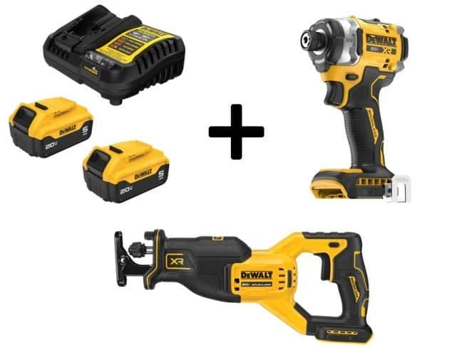 Dewalt 20V MAX XR Reciprocating Saw & 1/4" Impact Driver w/Batteries & Charger product image