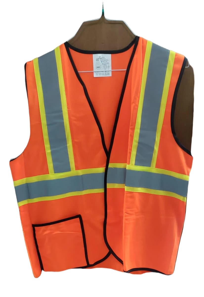 Traffic Vest 145 GSM - 3M Silver Reflective Lime Edge Velcro 1 Pocket - Orange product image