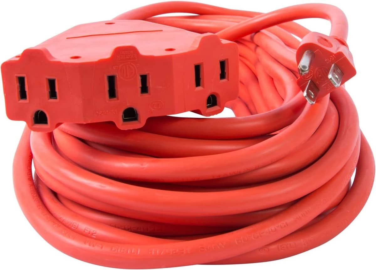 GB Heavy-Duty Outdoor Triple Tap Extension Cord 50' 14 AWG 15A/125V AC Orange product image