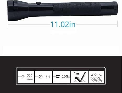 Darlur Heavy Duty Aluminum LED Flashlight 3 D Cell High Lumens Black product image