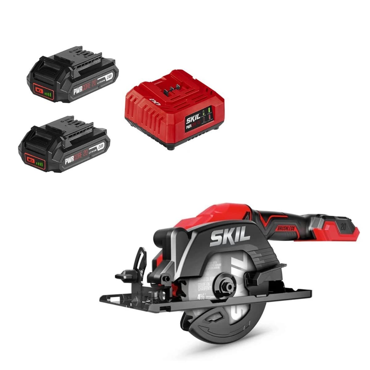 SKIL PWR CORE Brushless 20V 4-1/2 IN. Compact Circular Saw w/2x2amp Bat (CR5435B+CB5197B-21) product image