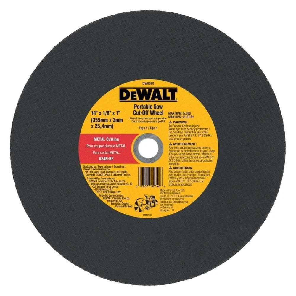 Dewalt Metal Port Saw Cut-Off Wheel 14" x 1/8" x 1" product image