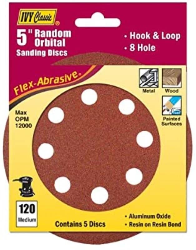 Ivy Classic 5 in Hook & Loop 8-Hole Sanding Discs, 120 Grit product image