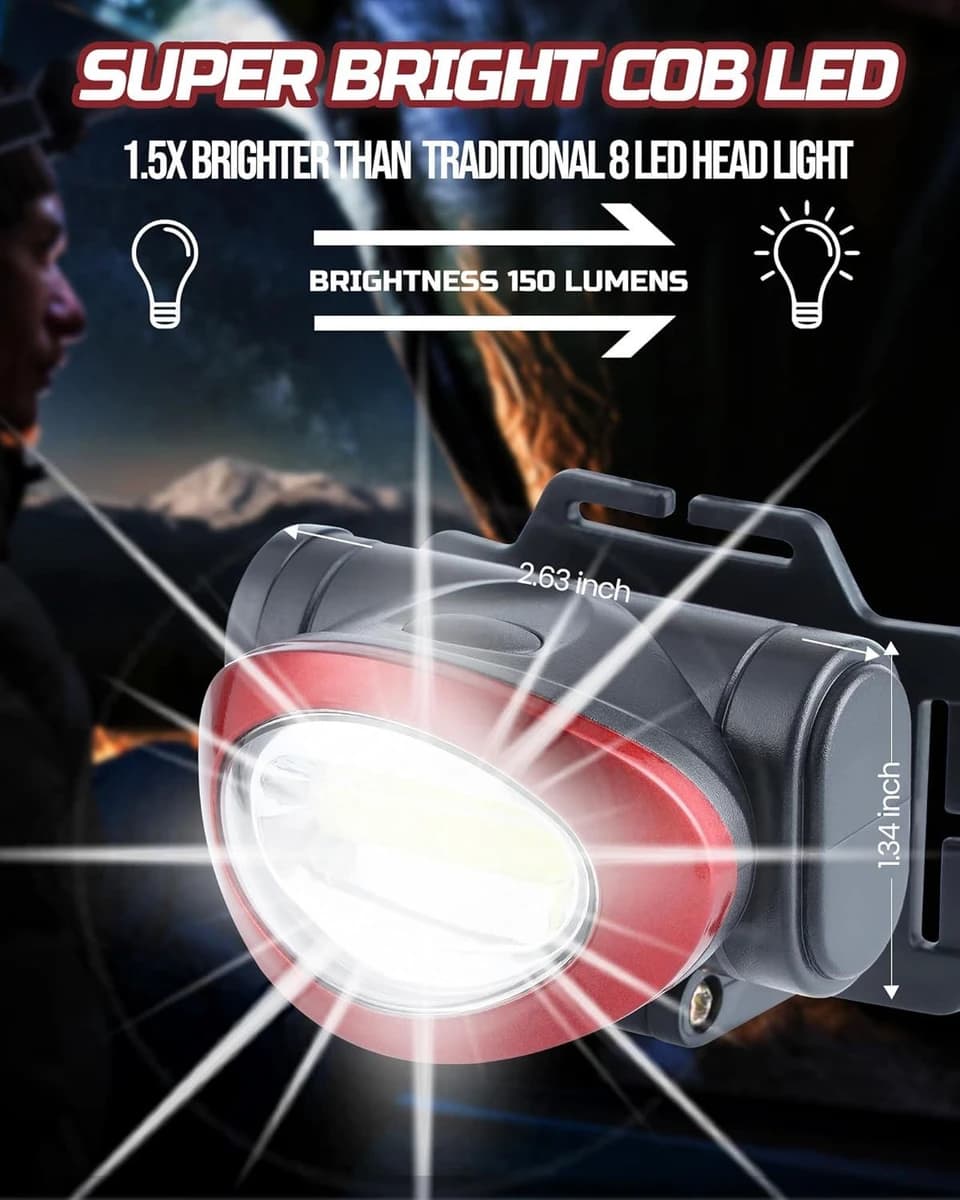 Outdoor Super Bright COB Head Lamp Gear for Running, Reading, Hiking (X004606RSL) product image