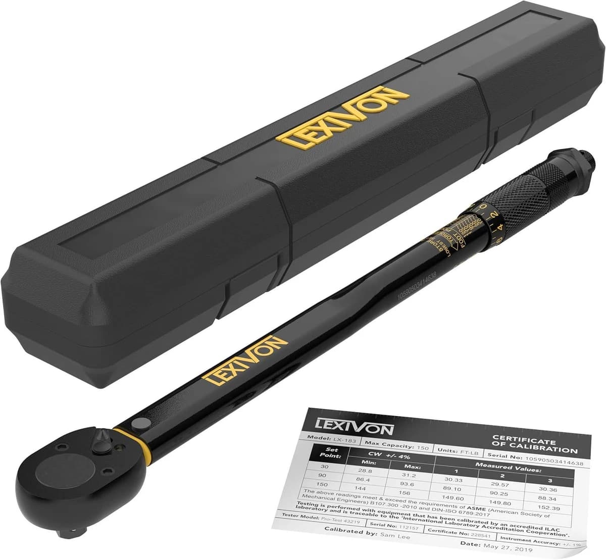 LEXIVON Torque Wrench 1/2" Drive Click 10~150 Ft-Lb/13.6~203.5 Nm product image
