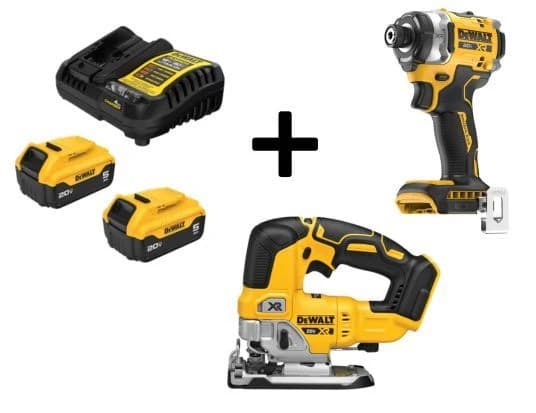 Dewalt 20V Max XR Jig Saw & 1/4" Impact Driver w/2 5.0Ah Batteries & Charger product image
