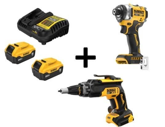 Dewalt 20V MAX XR 1/4" Impact Driver & Drywall Screwgun w/2 5Ah Batteries (DCF860B/DCF630B/DCB2) product image