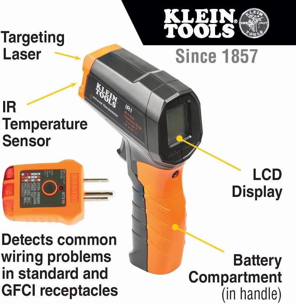 Klein Infrared Thermometer and GFCI Receptacle Tester Kit, Non-Cont product image
