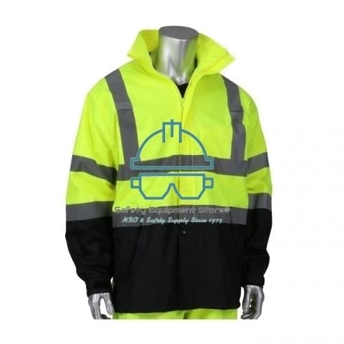 PIP Ripstop Black Bottom Rain Jacket 3 Pockets, Hood Mic Tabs, Zipper - Lime (353-1200LY-L/XL) product image